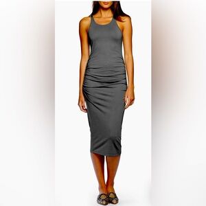 Michael Stars Rib Side Shirred Midi Dress